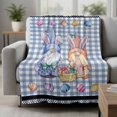 thumbnail image 2 of Bunny Gnomes Easter Blanket Soft Cozy Warm Twin Blanket for Bed, Plush Fuzzy Flannel Fleece Blankets for Sofa, Eggs Blue Checkered Farmhouse Throw Blankets for Couch, Gifts for Men, 60"x80", 2 of 9