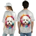 thumbnail image 5 of Watercolor Drip Bichon Frise Pop Art Colorful Portrait Artwork All Over Print 3D Baseball Shirt Bichons Dog Lovers Gifts Idea Softball Sport - 01009, 5 of 6