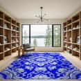 thumbnail image 2 of ODIKA 9'x12' Washable Area Rug Non-Shedding, Easy Care Porcelain Lotus Scrolling Vine Border Pagoda Chinoiserie Toile Refined for Master Suite, California King, Under Bed, 2 of 7