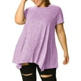 thumbnail image 2 of Unique Bargains Juniors' Plus Size Short Sleeve Tunic Handkerchief Hem Summer Casual Top 2X Purple, 2 of 6