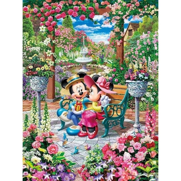Diamond Painting Kits for Adults 5D DIY Round Diamond Number Kits with Full Drill Large Size 12x16 Inch Mickey and Minnie Diamond Embroidery Paintings for Home, Office, Wall Decor