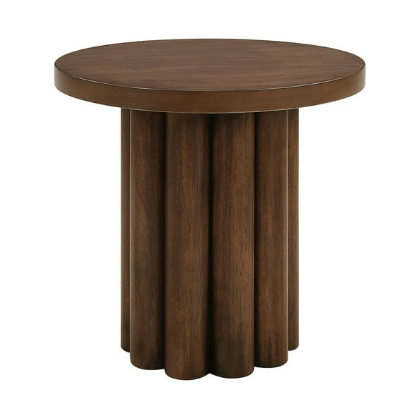 ACME Sanat Contemporary MDF Wood & Veneer Round End Table in Brown