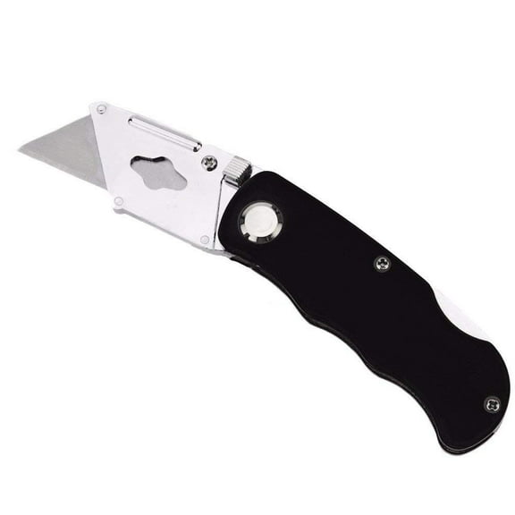 Wideskall Black Folding Pocket Lockback Utility Knife with 5 Extra Blades