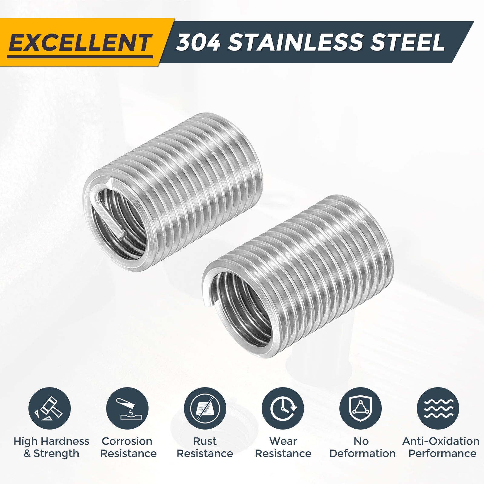 Uxcell 20pcs Wire Thread Inserts M14 x 2 x 2.5D Metric Helical Threaded Sleeve