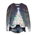 thumbnail image 5 of Lopecy-Sta Women's Christmas Tree Print Crew Neck Sweatshirt, Loose Long Sleeve Casual Holiday Pullover Top Multicolor 2XL, 5 of 6