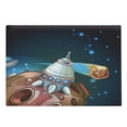thumbnail image 1 of Cartoon Cutting Board, Spacecraft Planets Outer Space Theme Rocket Stars Galaxy Cosmic Illustration, Decorative Tempered Glass Cutting and Serving Board, Large Size, Multicolor, by Ambesonne, 1 of 1