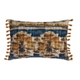thumbnail image 6 of Decorative Blue 12"x24" (30x60 cm) Lumbar Pillow Cover, Cotton Pintucks & Tassles Oblong Pillow, Ikat Pattern Contemporary Style - Freya, 6 of 11