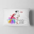 thumbnail image 2 of Designart Pretty Fashion Girl Pink - Abstract Portrait Throw Pillow - 12x20, 2 of 5