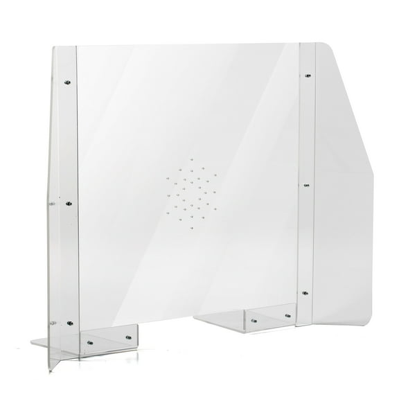 M&T Displays 43.31x29.52 Inch Clear Hygienic Separator with Paper Slot, Practical Sneeze Guard, Protective Window for Employers and Customers, Barrier Against Coughing & Sneezing