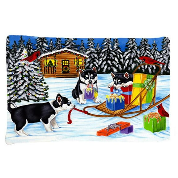 Christmas Mush Siberian Husky Fabric Standard Pillowcase