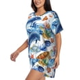 thumbnail image 2 of Picia Marine Animals Pajamas Sets for Women Soft Short-Sleeved Pjs with Lounge Shorts Two Piece Sleepwear-Large, 2 of 9