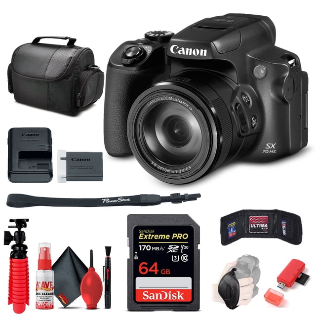 Canon PowerShot SX70 HS Appareil Photo 20,3 Mpx avec Objectif Zoom 65x, Carte SD 64 Go - 1 Unité (Modèle International)