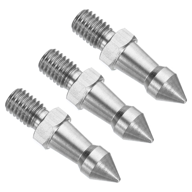 Unique Bargains M8 Thread Tripod Spike, 3 Pack Camera Tripod Ground Spike Screw Spike Mount Adapter Style 2, Silver