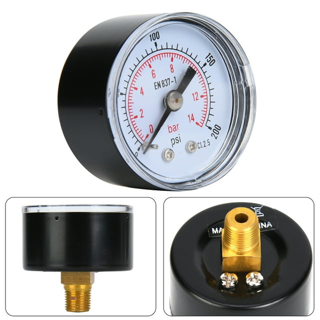 Water Pressure Gauge, BSPT Practical Axial Pressure Gauge, Dial For Air Oil Water