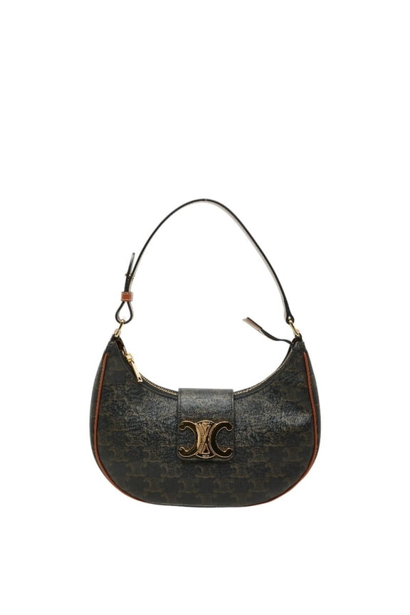 Pre-Owned Celine Triomphe One-Shoulder Bag in Black and Brown Leather for Women