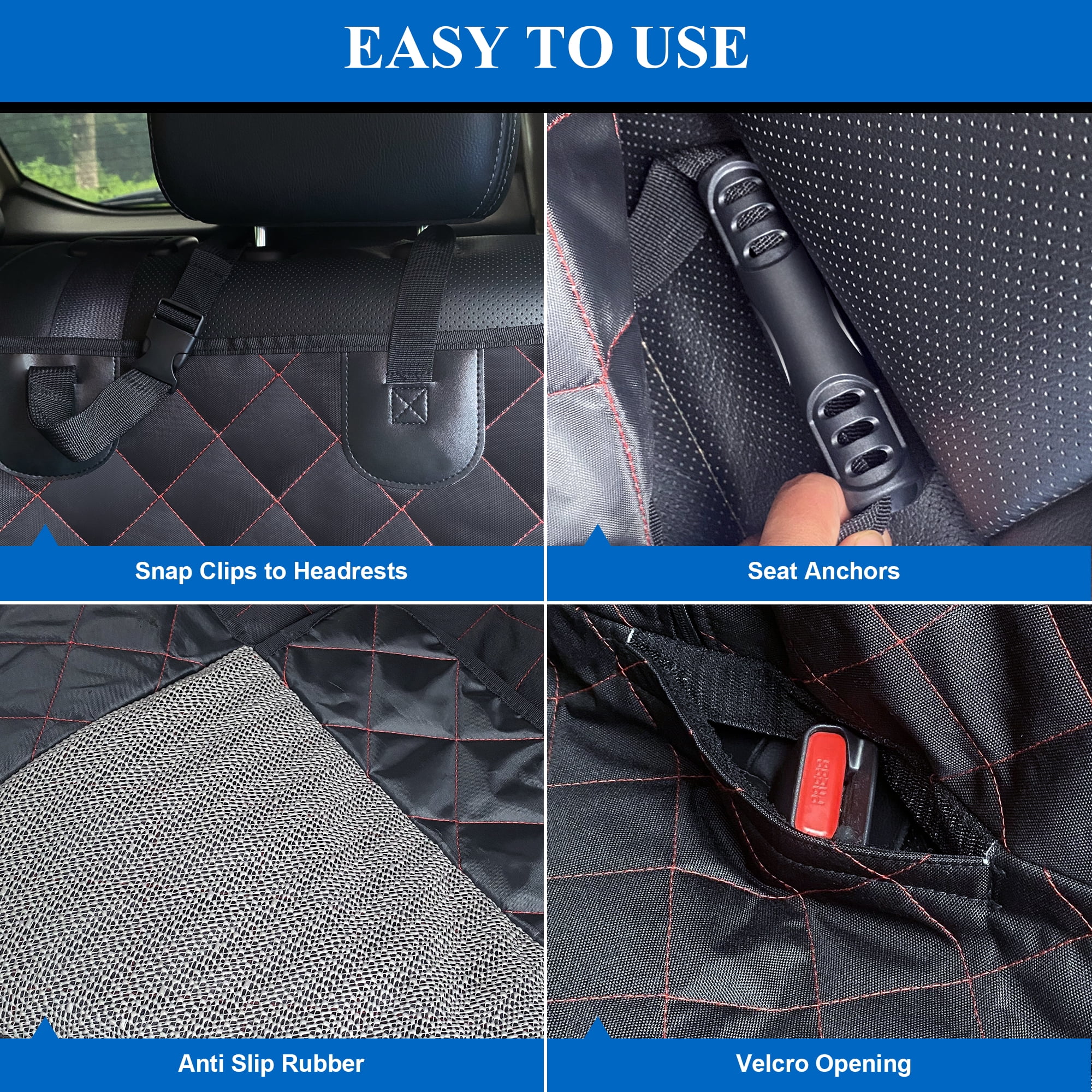 Siivton Dog Car Seat Covers for Back Seat Waterproof Bench Seat Cover Protector Nonslip Durable Soft Pet Back Seat Covers for Car, Truck, & SUV (Black)