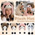 thumbnail image 4 of Soft Plush Cartoon Panda Ear Warmer Hat for Kids Toddler Winter Thick Warm Cute Animal Hat with Ear Flaps, White, 4 of 4