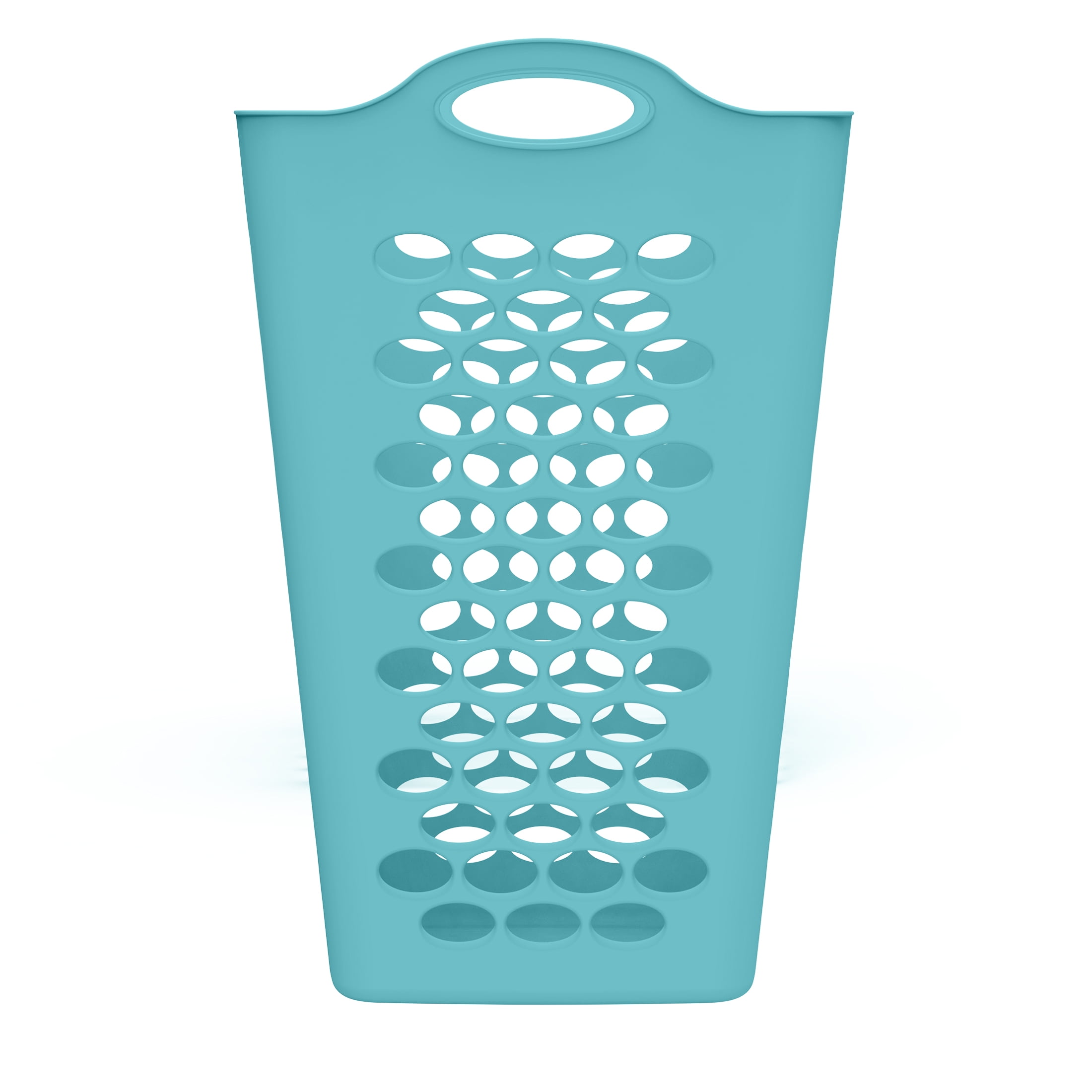 (3 pack) Mainstays 2 Bushel Flexible Square Laundry Hamper, Teal Plastic