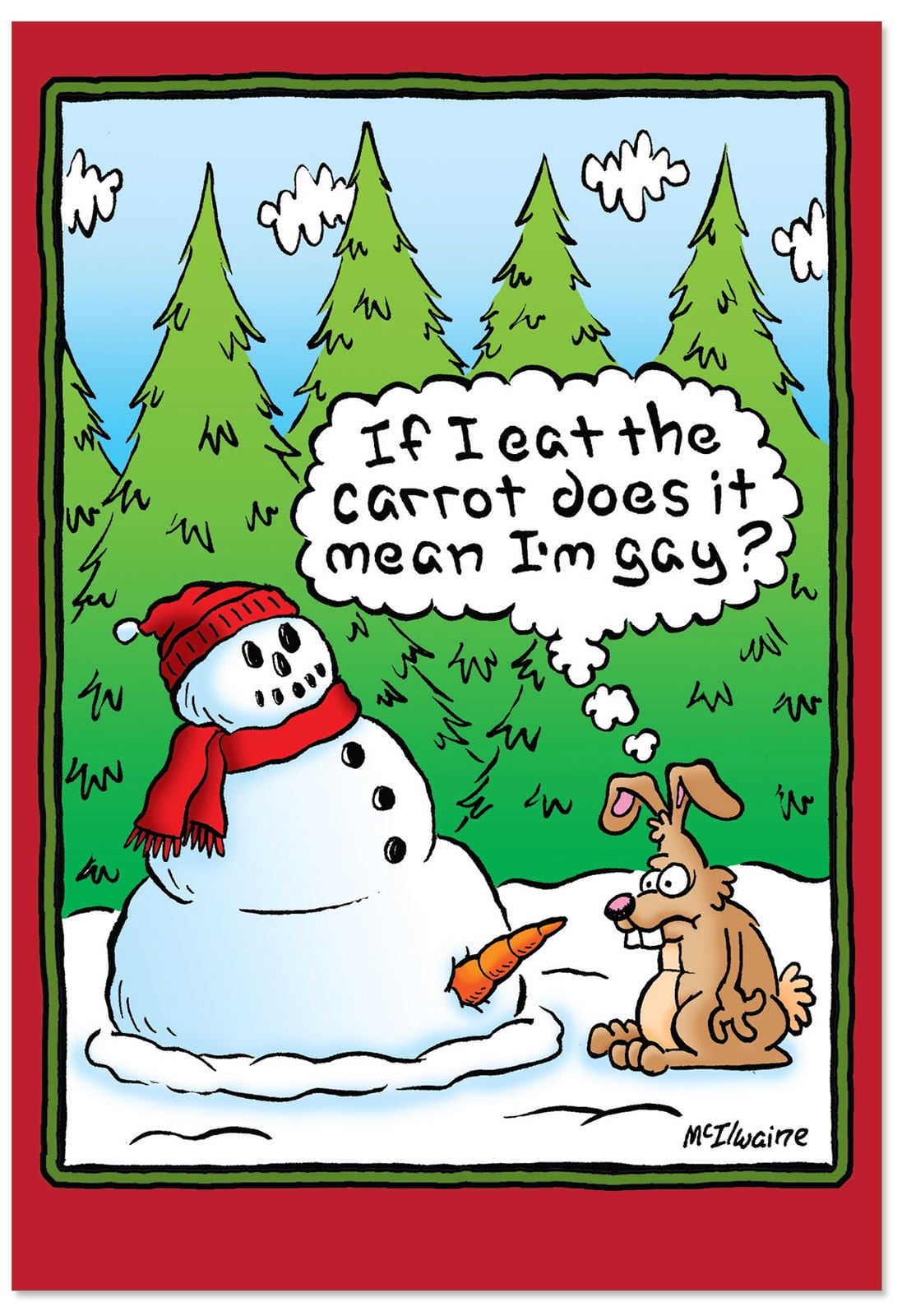 B5769K Box Set of 12 Eat the Carrot Funny Blank Christmas Paper Cards w/ Envelopes, NobleWorks