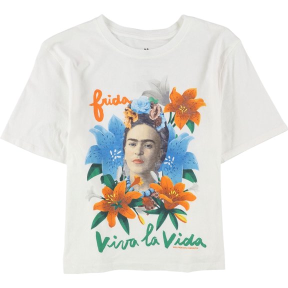 Junk Food Womens Viva La Frida Crop Graphic T-Shirt, White, Medium