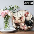 thumbnail image 6 of 2D Flat, 1pc Rustic Farm Animal Metal Wall Art - 8x8 Inch Round Aluminum Sign with Whimsical Chickens Pigs in Hats, Vintage Farmhouse Decor for Kitchen, Bar, Home, Outdoor - Unique Gift Idea, 6 of 6