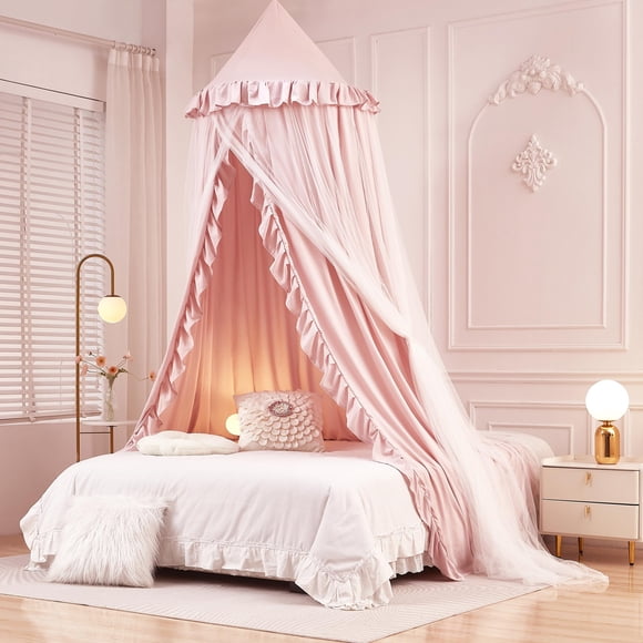 Dosel para Cama Mengersi Princesa Cúpula Redonda Beige Rosa/Doble