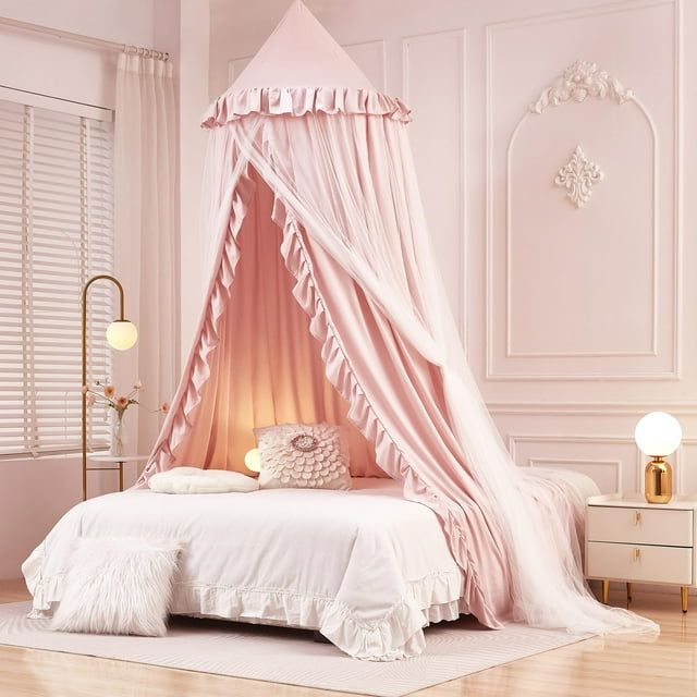 Dosel para Cama Mengersi Princesa Cúpula Redonda Beige Rosa/Doble
