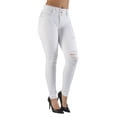 thumbnail image 2 of Fashion2Love Women's Juniors Butt Lift Push Up Mid Waist Ripped Distressed Skinny Jeans, 2 of 9