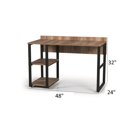 thumbnail image 6 of Rasse Black Metal Frame 58" Wooden Top 2 Shelves Writing and Computer Desk for Home Office, Oak, 6 of 6