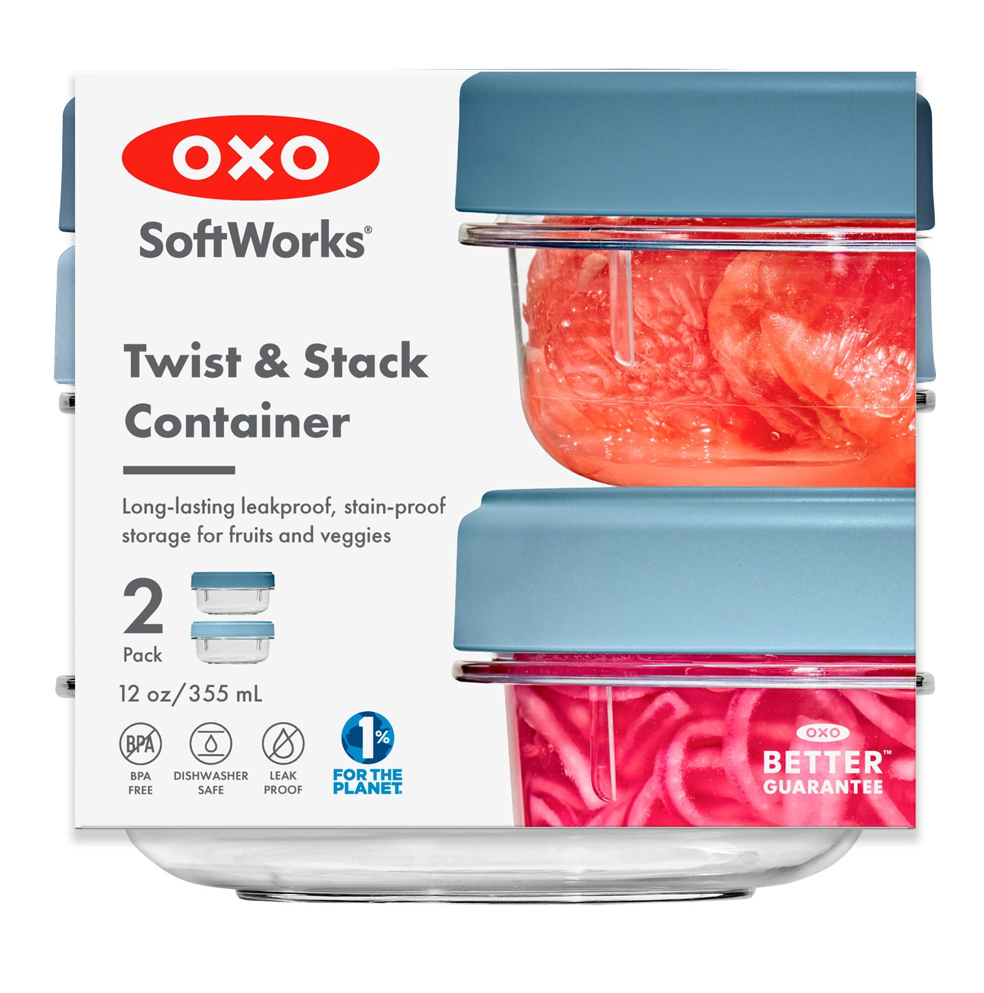 OXO Twist & Stack 12-oz Lunch Prep Container, 2-Pack, Ocean Blue
