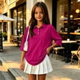 thumbnail image 2 of Girls Polo Shirt Summer Slim Fit Short Sleeve School Uniform Collared Polo Shirts for Girls Back to School Hot Pink,2-3 Years, 2 of 6