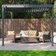 Mirador 10x 10 Outdoor Pergola, 80S Steel Frame w/ Adjustable Louvers Roof for Garden, Patio, Backyard, Charcoal