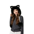 thumbnail image 5 of Women's Color Block Cat Ear Knit Hat - Fluff Ball Fleece-Lined Winter Cap, Windproof Warm Balaclava, Cute Cartoon Knitted Hat for Outdoor Daily Wear & Cold Weather, B, 5 of 7