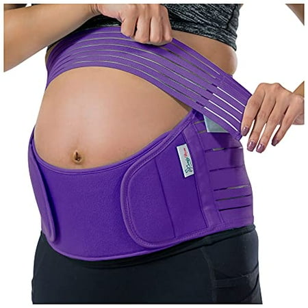 

Pregnancy Belly Support Band - Pregnancy Belt – For Back Pain and Pelvic Pressure During Pregnancy - Maternity Support Belt - Maternity Belt By Comfy Mom (Purple/XL)