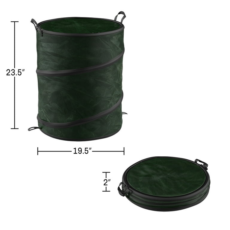 33-Gallon Outdoor Pop-Up Garbage Can - Collapsible Trash Can and Trash Bag  Holder for Yard Waste Bags and Leaf Bags