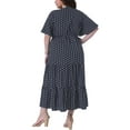 thumbnail image 3 of Agnes Orinda Women's Plus Size Summer Dresses Polka Dot V Neck Short Sleeve Wrap Tiered Casual A Line Maxi Dress 1X Dark Blue, 3 of 6