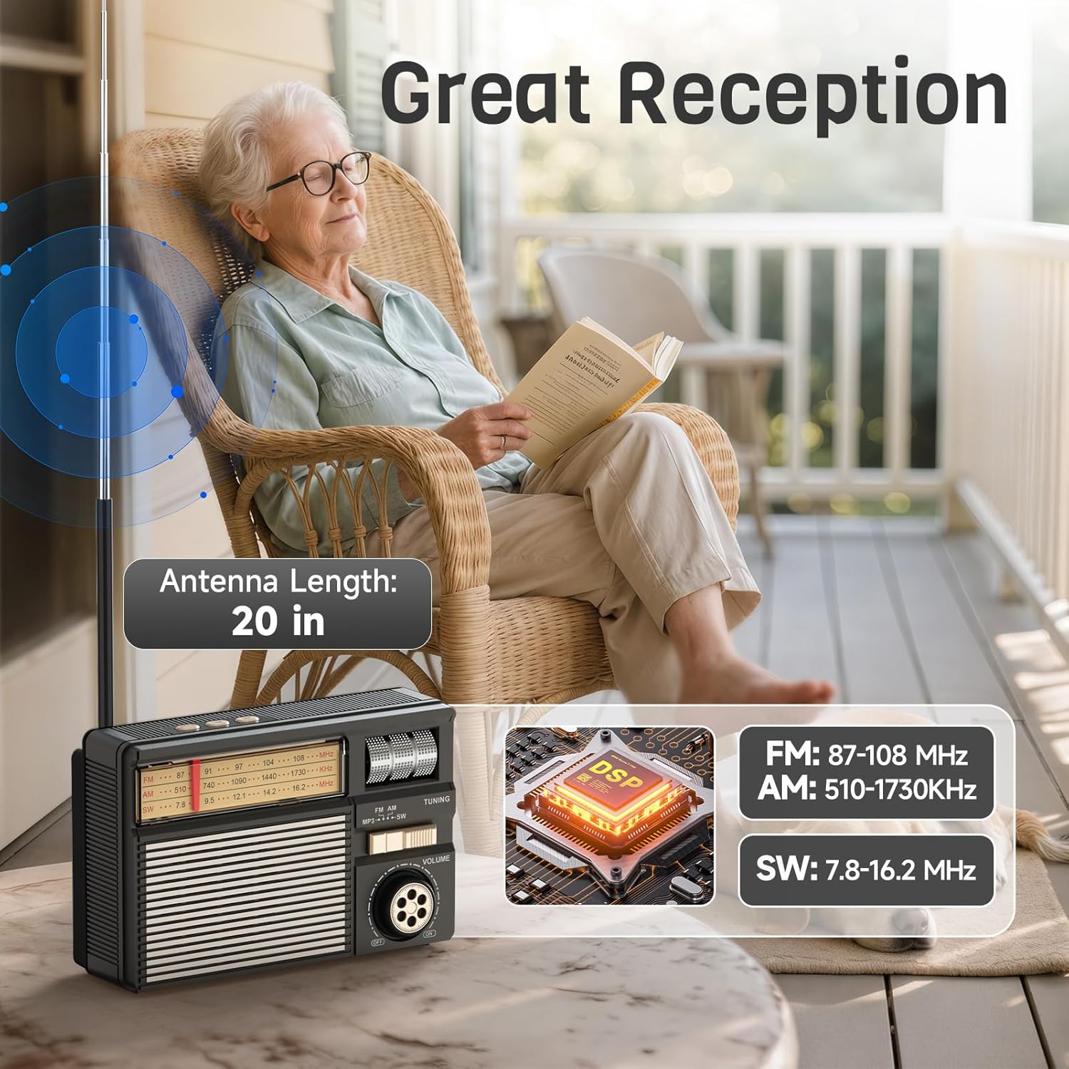 Portable Radio FM/AM/SW,Retro Bluetooth Speaker,Vintage Transistor Radios,TF Card/USB Playback,USB-C/Solar Battery Operated,Lanyard,Small Radios for Home Kitchen Outdoor,Gifts for Seniors Elderly