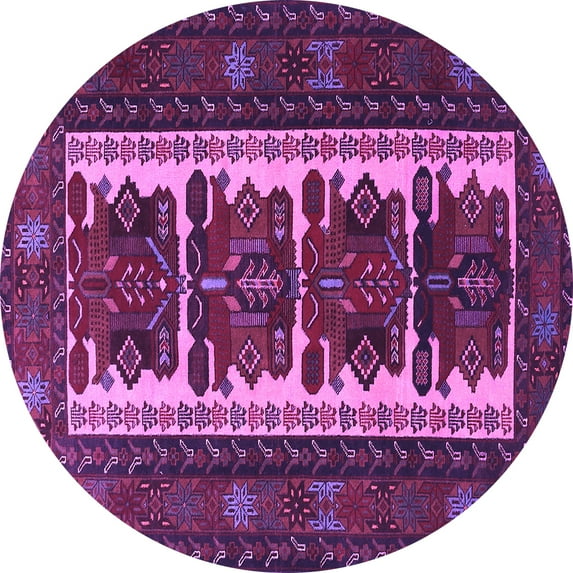 Ahgly Company Indoor Round Persian Purple Traditional Area Rugs, 8' Round