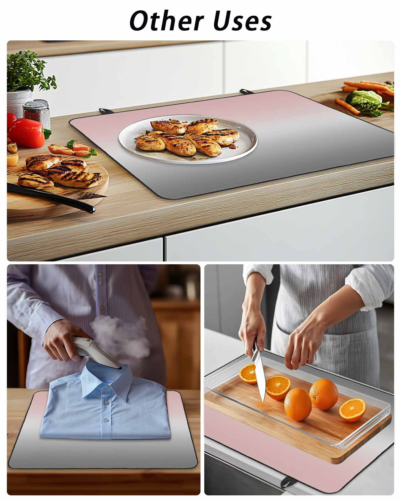 Stove Top Covers for Electric Stove, Gradient Pink Grey, Glass Stovetop Cover Protector, Modern Abstract Color Ombré Art Induction Cooktop Protector Oven Mat for Kitchen Countertop 24"x21"