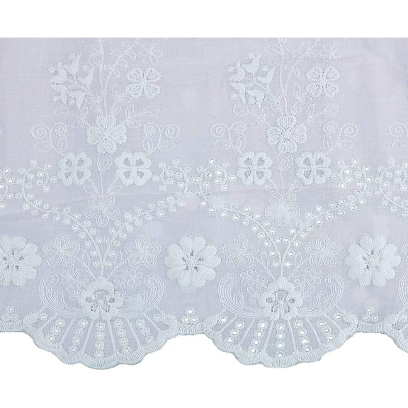 2 Yards Lace Roll White Cotton Lace Trim Fabric 11.33 Wide for Scalloped Edge Decorations for Dress Tablecloth Curtain Hair Band for DIY