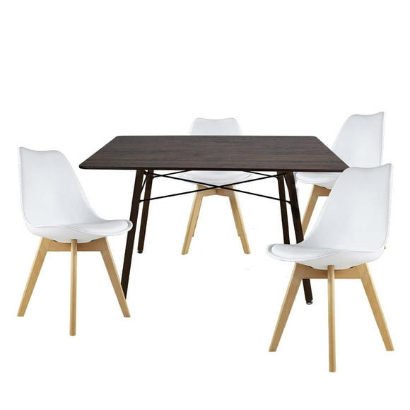 Set Comedor Oslo Melamina 120 Nogal 4 Sillas Frankfurt Blanco Mundo In Minimalista