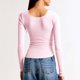thumbnail image 5 of Neewe Womens Round Neck Long Sleeve Fitted Shirts Slim Fitting Pit Stripe Basic Tees Fall Going Out Tops, 5 of 8