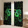 thumbnail image 2 of Homewish Modern Fashion Gamepad Blackout Curtains Set of 2 (52x84 Each) for Kids, Glitter Stars Print Window Curtains, Neon Gradient Honeycomb Curtains and Drapes, Blackout Curtains Bedroom Decor, 2 of 6