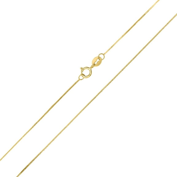 10K Yellow Gold 0.45MM Shiny Box Chain with Spring Ring Clasp - 18 Inch