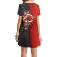 thumbnail image 3 of New trending & for spring GaThRRgYP Casual Dresses for Women,Summer Dress for Women Vintage Color Block Matching Print Short Sleeve Midi Dress High Waist A Line Dressess, 3 of 5