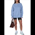 thumbnail image 1 of Sudaderas de Gran Tamaño para Mujer, Sudaderas con Capucha de Larga con Abertura para el Pulgar, Camisetas con Abertura Lateral, Tops Estilo Y2K Azul L, 1 of 10