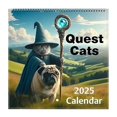 thumbnail image 1 of Weird Medieval Quest Cats Calendar 2025, Funny Cat Wall Hanging Monthly Calendar, 1 of 5