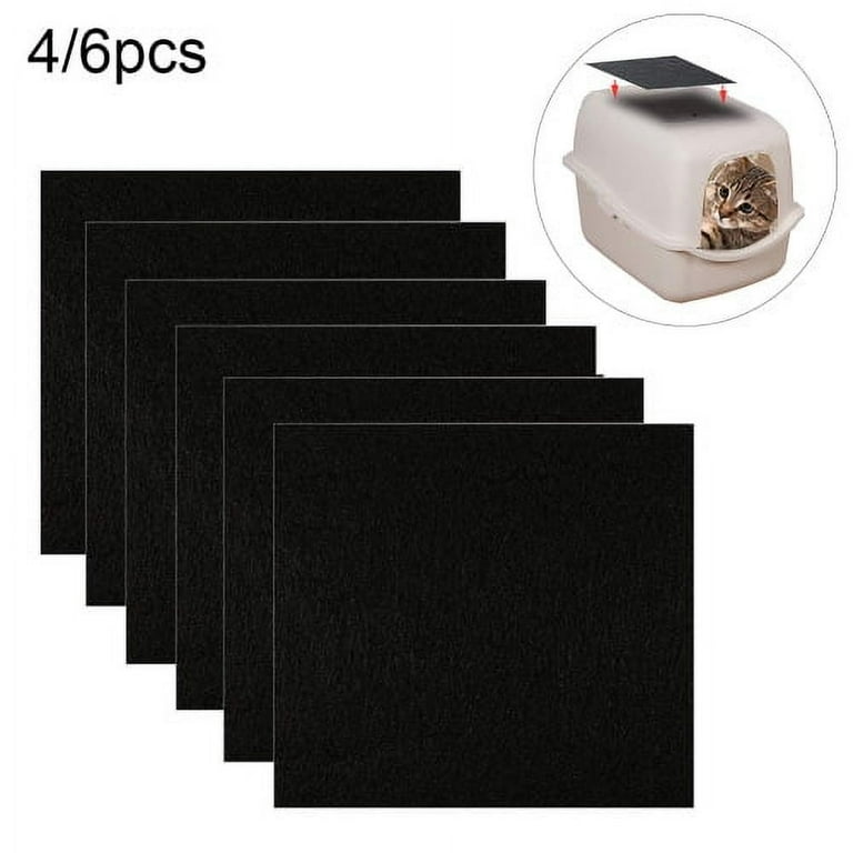 Visland 4/6Pcs Charcoal Cat Litter Box Replacement Filter Hooded