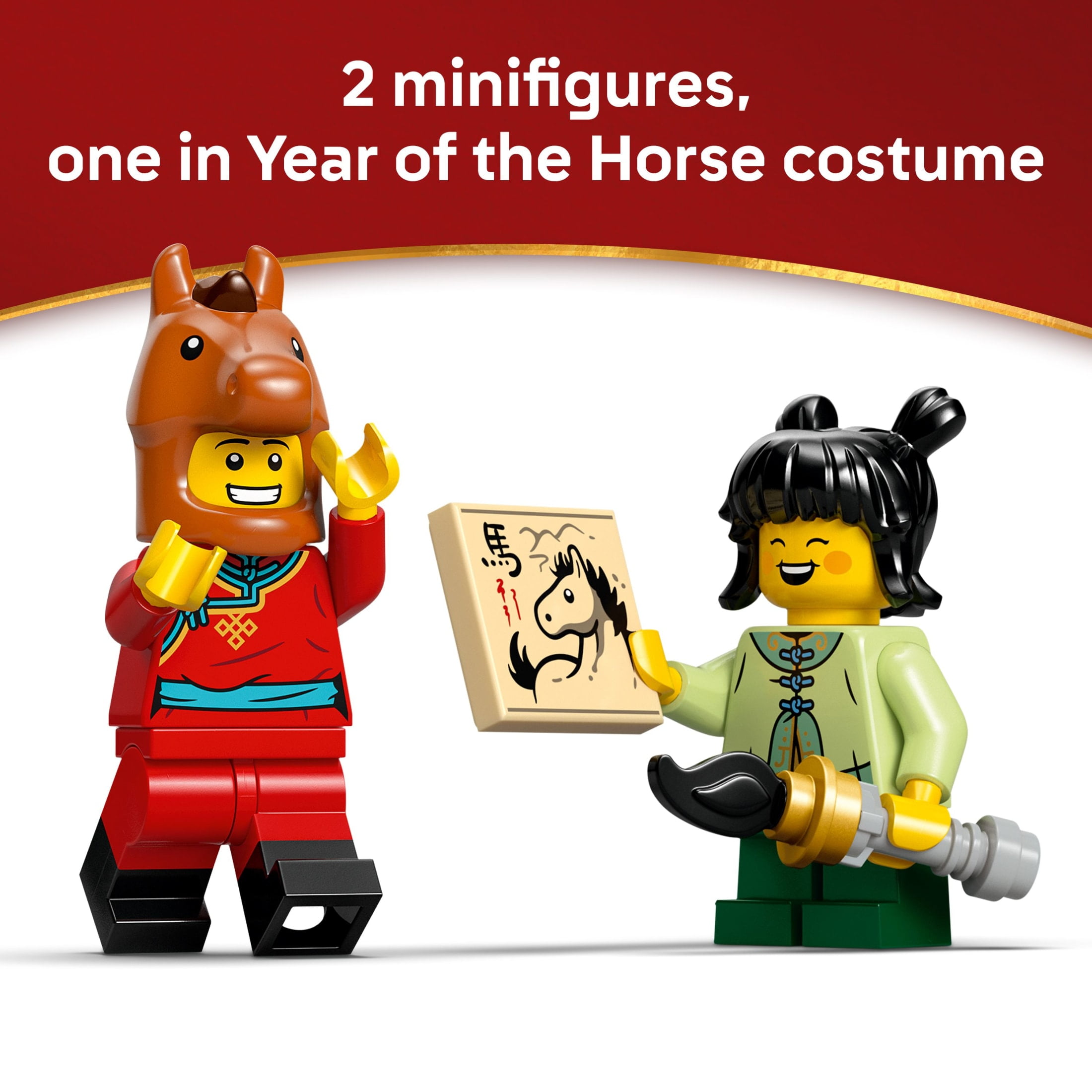 LEGO Spring Festival Galloping Horse Canvas Kids Building Toy -  Year of the Horse Toy for Girls & Boys, Ages 10+ - Buildable Chinese New Year Decoration - Gift Idea for Birthdays & Families - 80119