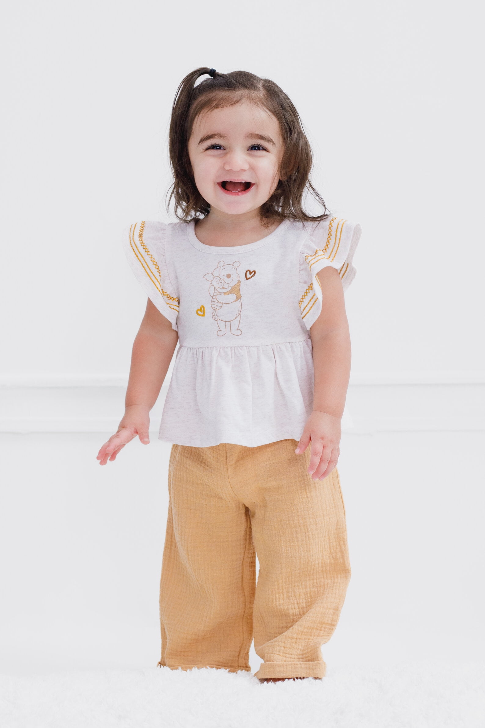 Disney Winnie the Pooh Piglet Peplum Tank Top and Cotton Gauze Pants Outfit Set Infant to Big Kid
